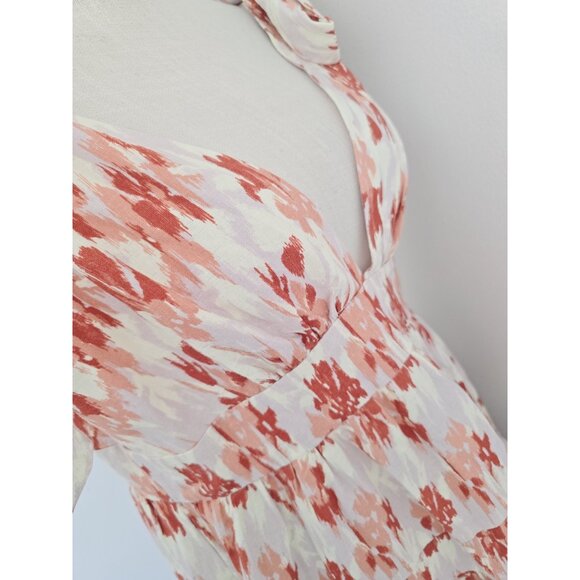 House of Harlow 1960 Linen Blend Midi Maxi Tiered Cottagecore Sleeveless Dress M - Picture 9 of 15